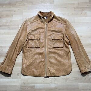 Men's Tan Textured Jacket vintage leather
